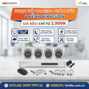 trọn bộ camera giám sát 4 kênh giá rẻ