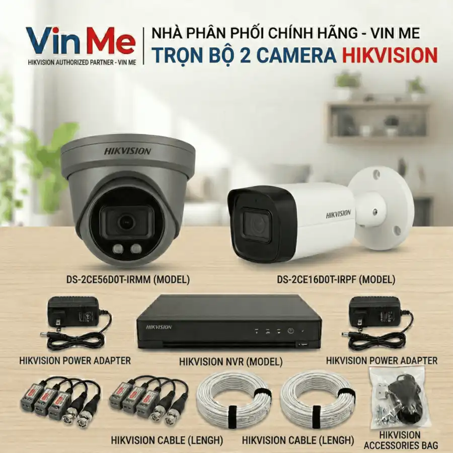 Trọn bộ 2 camera hikvision giá rẻ