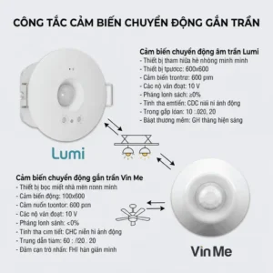 công tắc cảm biến chuyển động gắn trần Lumi