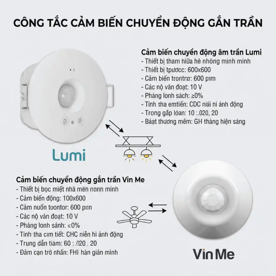 công tắc cảm biến chuyển động gắn trần Lumi