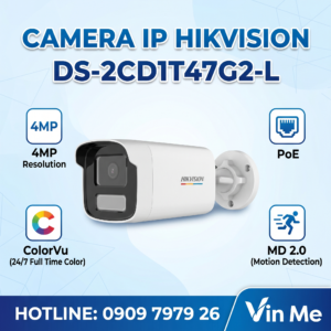 Camera Hikvision DS-2CD1T47G2-L IP có màu 24/7 4MP