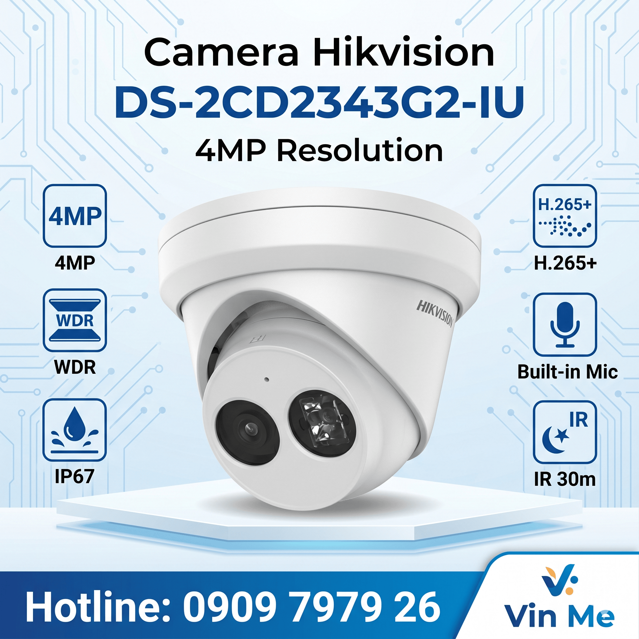 Camera Hikvision DS-2CD2343G2-IU IP 4MP