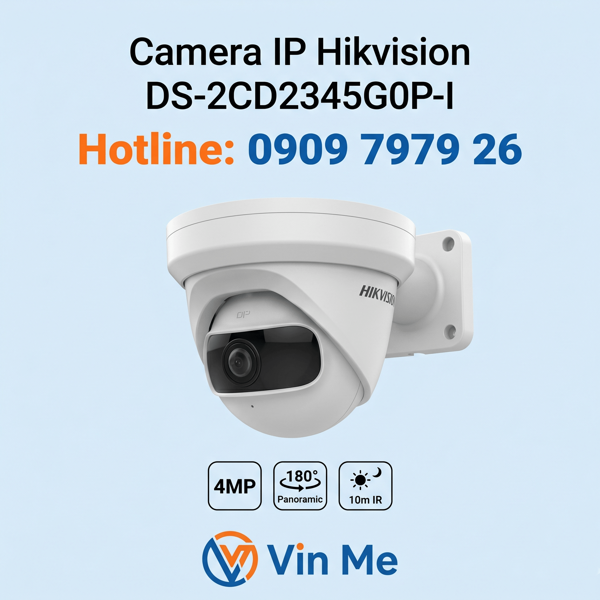 Camera Hikvision DS-2CD2345G0P-I IP 180° 4MP