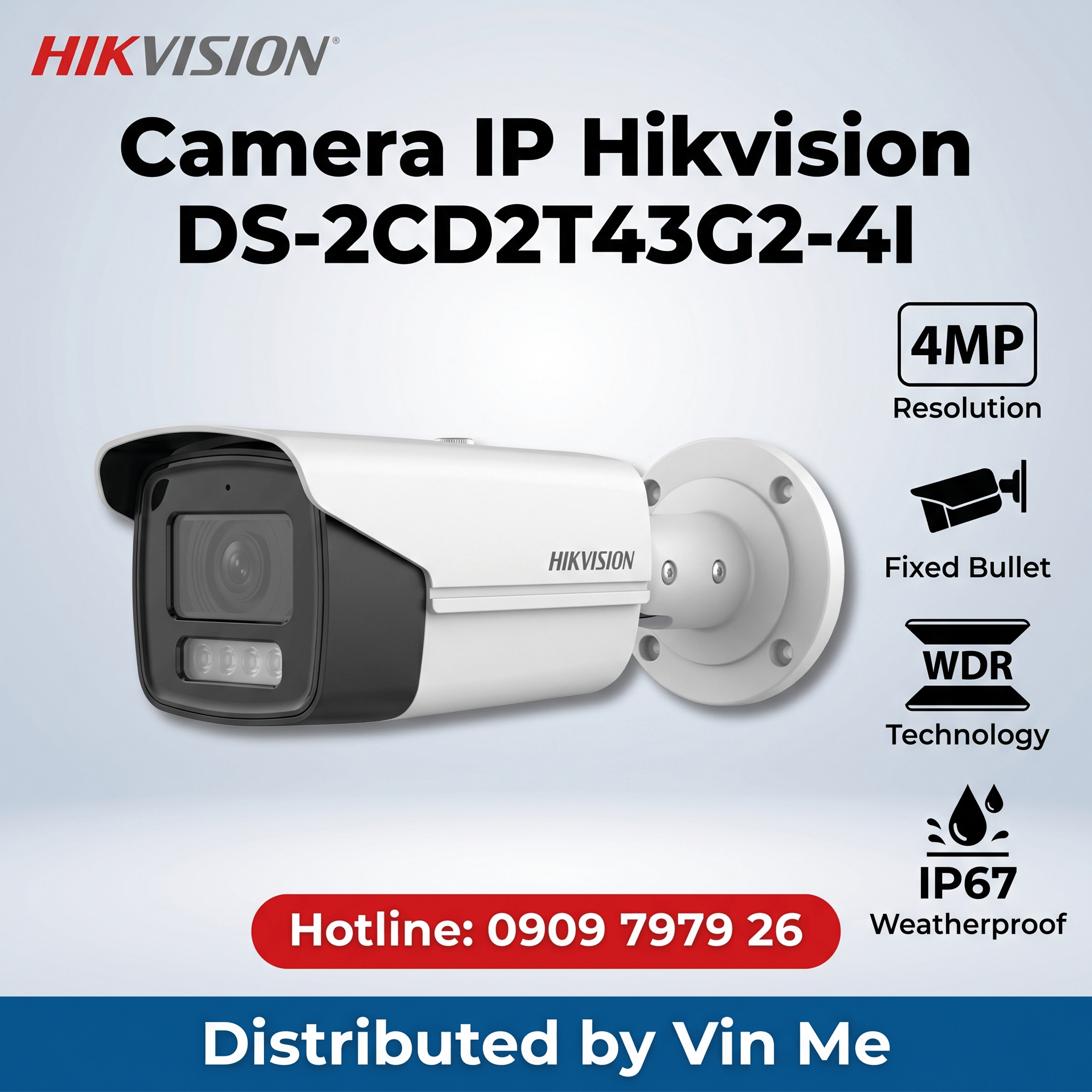 Camera Hikvision DS-2CD2T43G2-4I IP 4MP