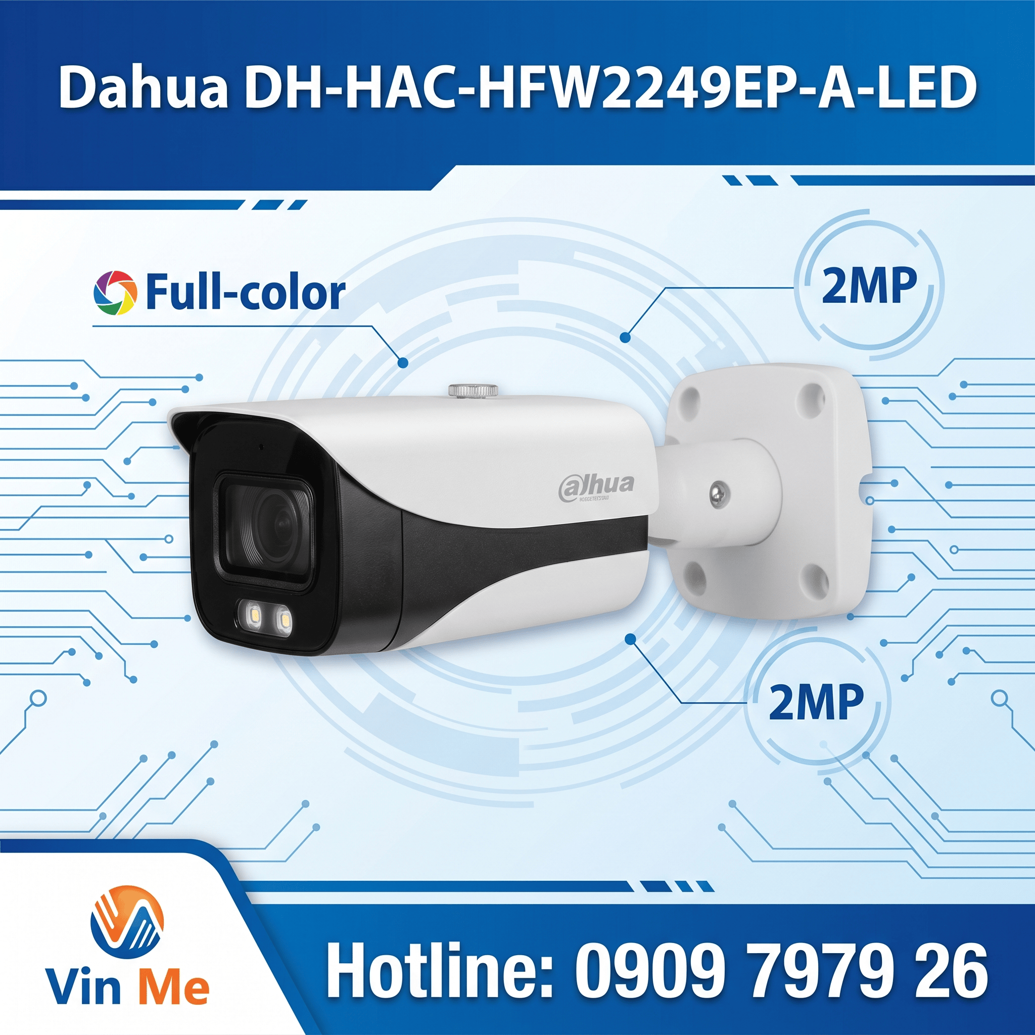 camera Dahua DH-HAC-HFW2249EP-A-LED HDCVI 2MP Full color