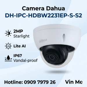 camera DH-IPC-HDBW2231EP-S-S2 Dahua IP Starlight 2MP