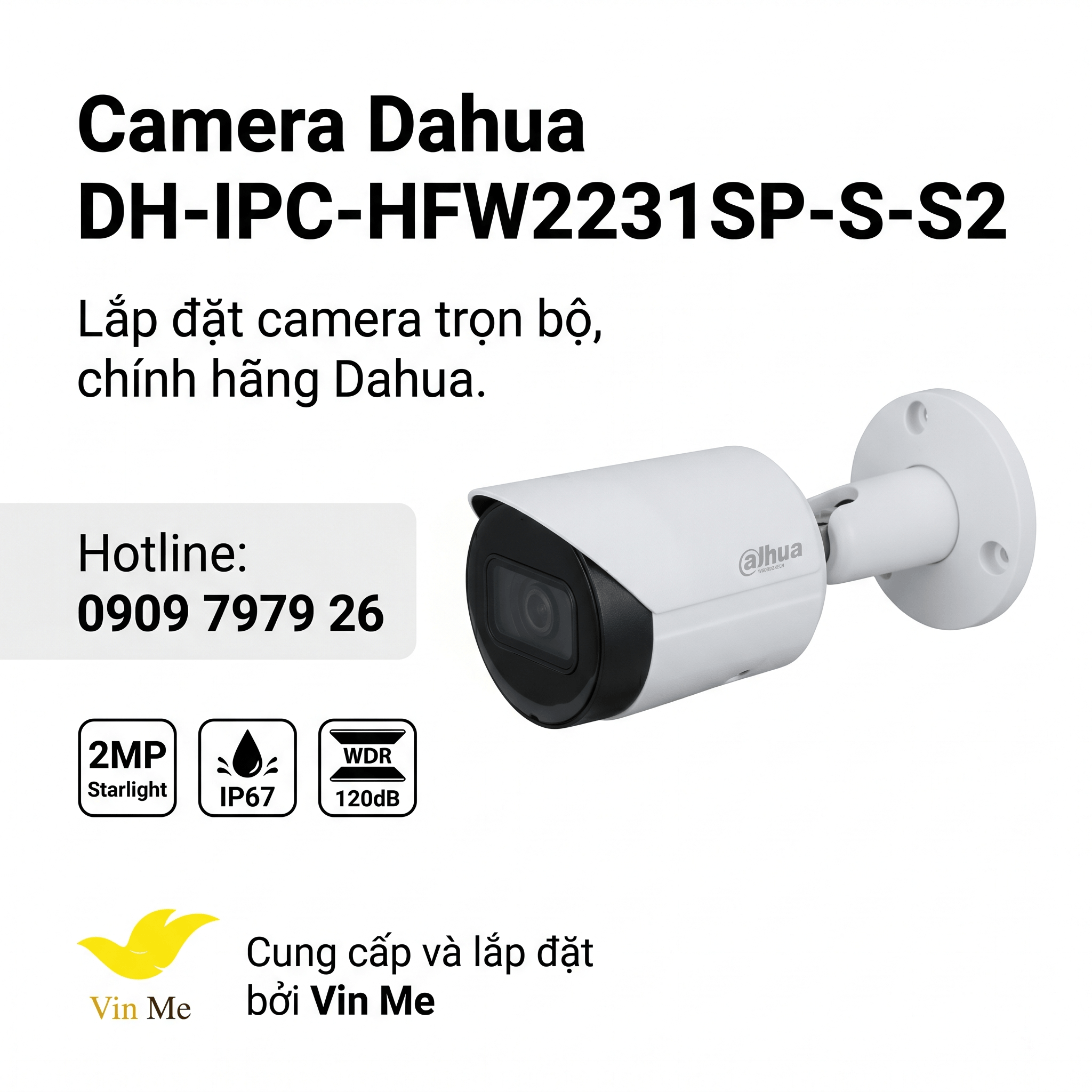 camera DH-IPC-HFW2231SP-S-S2 Dahua IP Starlight 2MP