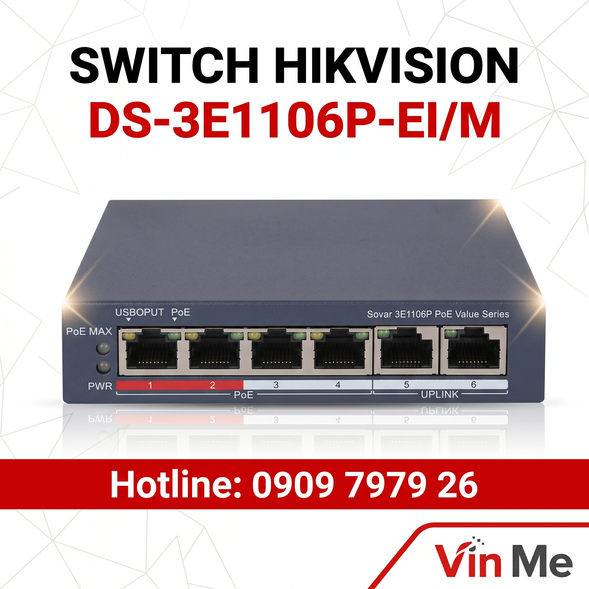 Switch Hikvision DS-3E1106P-EI/M 4 port POE