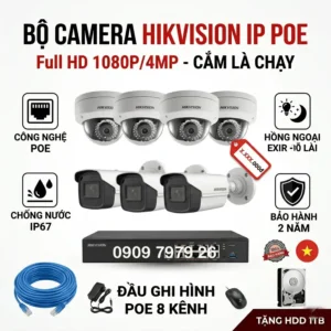 trọn bộ camera hikvision ip poe giá rẻ