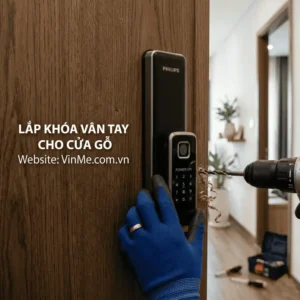 Lắp đặt khóa vân tay cho cửa gỗ giá rẻ