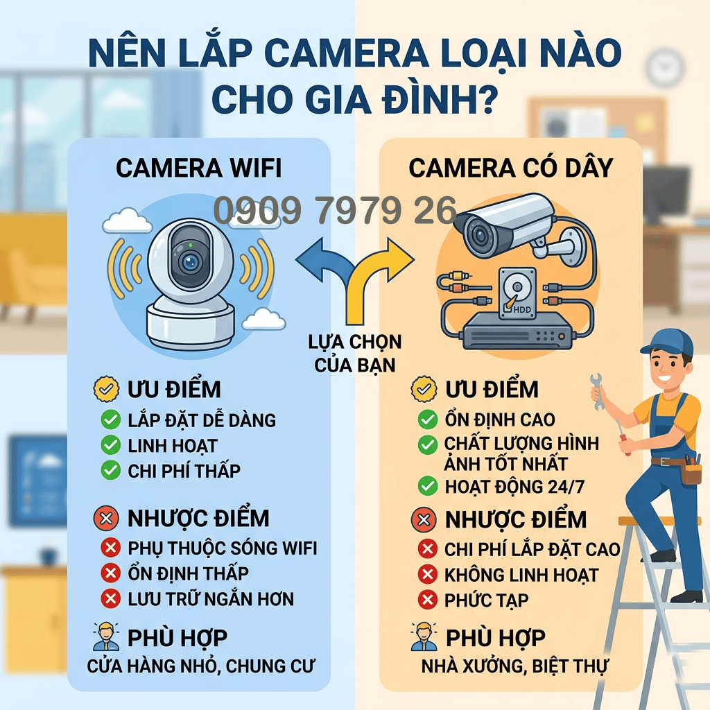 So sánh camera wifi và camera có dây