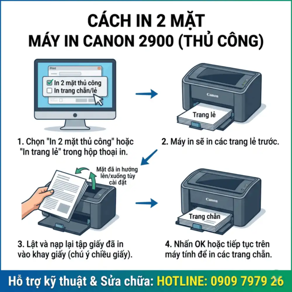 Cách in 2 mặt máy in canon 2900 chuẩn mới nhất